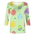 thumbnail image 4 of Jewelreauty Easter 3/4 Sleeve Round Neck Shirts Women Casual Cute Print Tee Summer Lightweight Pullover Tops (L, Green), 4 of 5