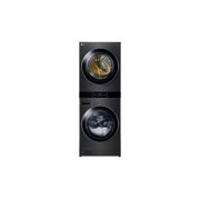 LG - 5.0 Cu. Ft. HE Smart Front Load Washer and 7.4 Cu. Ft. Gas Dryer WashTower with Steam and Center Control - Black Steel
