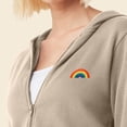 thumbnail image 5 of Dalix Rainbow Embroidered Fleece Cropped Zip Hoodie Cold Fall Winter Womens in Tan S Small, 5 of 5