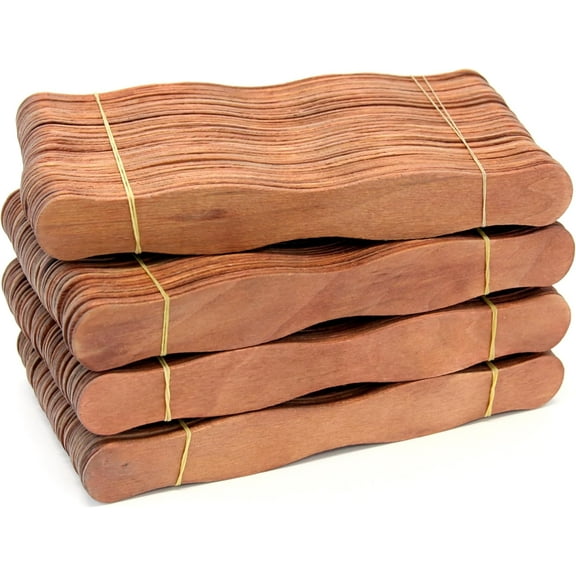 200 Sticks, Brown Color Wavy Craft Sticks for Fan Handles, Craft Supplies, Wedding Fans, DIY Auction Paddles, 8 Inch Jumbo Brown Wood Popsicle Sticks by CraftySticks