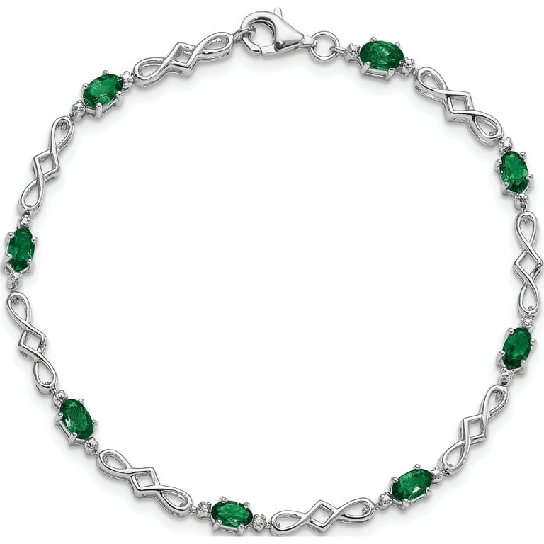 アクセサリー EmeraldValleyTurquoise sterling bracelet Oval Lab-Created Emerald and Diamond Accent Frame Bracelet