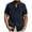 Navy, variant on MIUOWANP Men's Casual Button Shirts Fashion Cotton and Linen Solid Short Sleeve Stand Collar Buttons Bloues Gray M