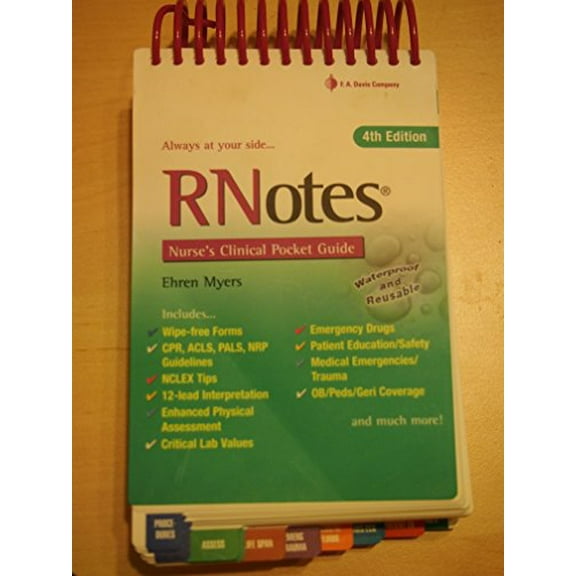 Pre-Owned RNotes: Nurse's Clinical Pocket Guide, 9780803640245, 0803640242, Paperback, Fourth edition