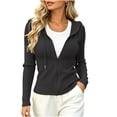 thumbnail image 5 of QIYAGBSA Ribbed Zip Up Hoodies for Women Slim Fit Long Sleeve Hooded Jacket with Drawstring Stretch Knit for Cool Fall Winter Days, 5 of 7