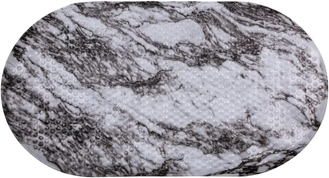 J&V TEXTILES Bubble Bath Mat 15 x 27 Inch, Extra Long Coverage, Oval