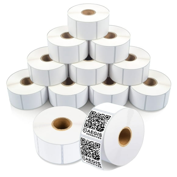 Etiquetas multipropósito térmicas directas Aegis Adhesives de 1.5 x 1.5 pulgadas