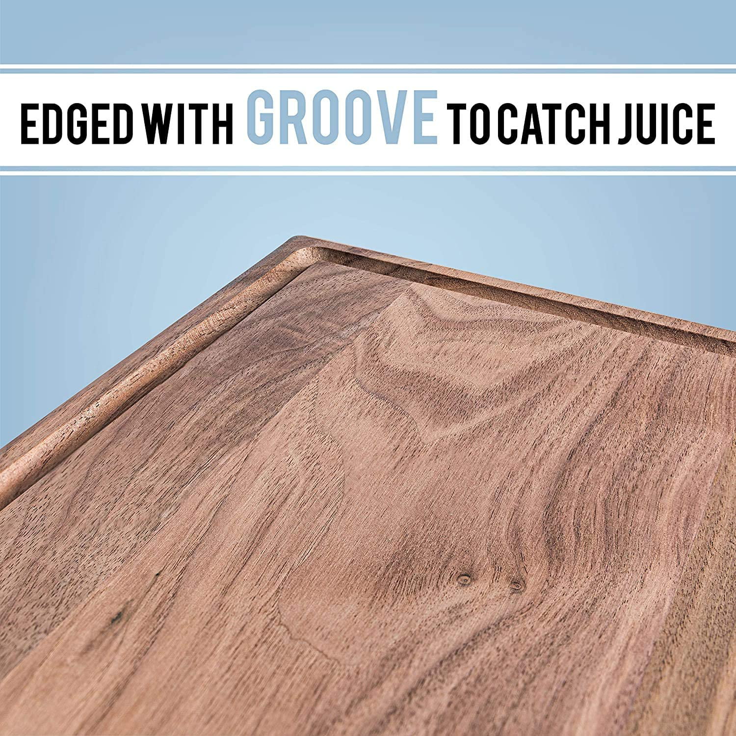 Hrthwood Walnut Wood Cutting Board with Juice Groove | Genuine North American Black Walnut Prep & Serve Block Chopping & Carving | Made in USA Coconut