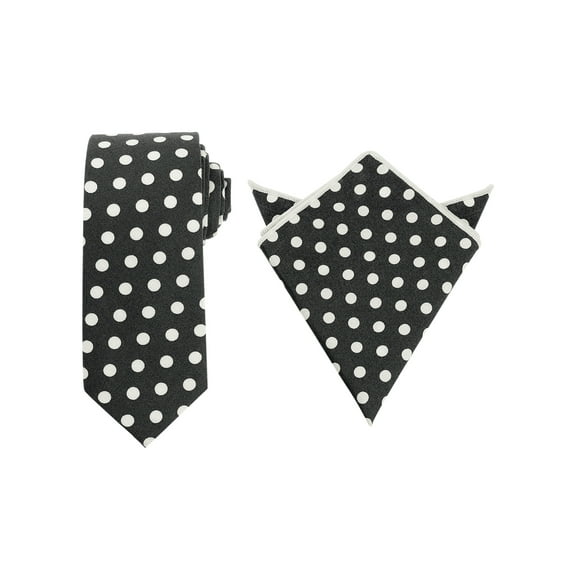 INSPIRE CHIC Men's Polka Dots Pocket Square With Self-Tied Neck Tie Sets for Business Suit