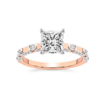 IGI Certified 3 Carat Princess Shape Lab Grown Diamond Engagement Ring | 14K Rose Gold | Majestic Love Diamond Accent Ring | FG-VS1-VS2 Quality Friendly Diamonds