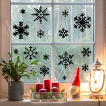 Winter Snowflakes Christmas Decals and Decor Vinyl Lettering Decal Stickers Self Adhesive - Medium Set- Qty 27 - Sizes Range from 2"-7" - Color: Black