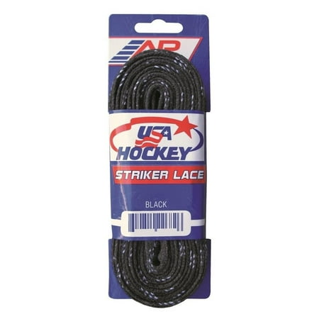 

A&R Dozen (12) Pair USA Hockey Striker WAXLESS Molded Tip Skate Laces Black