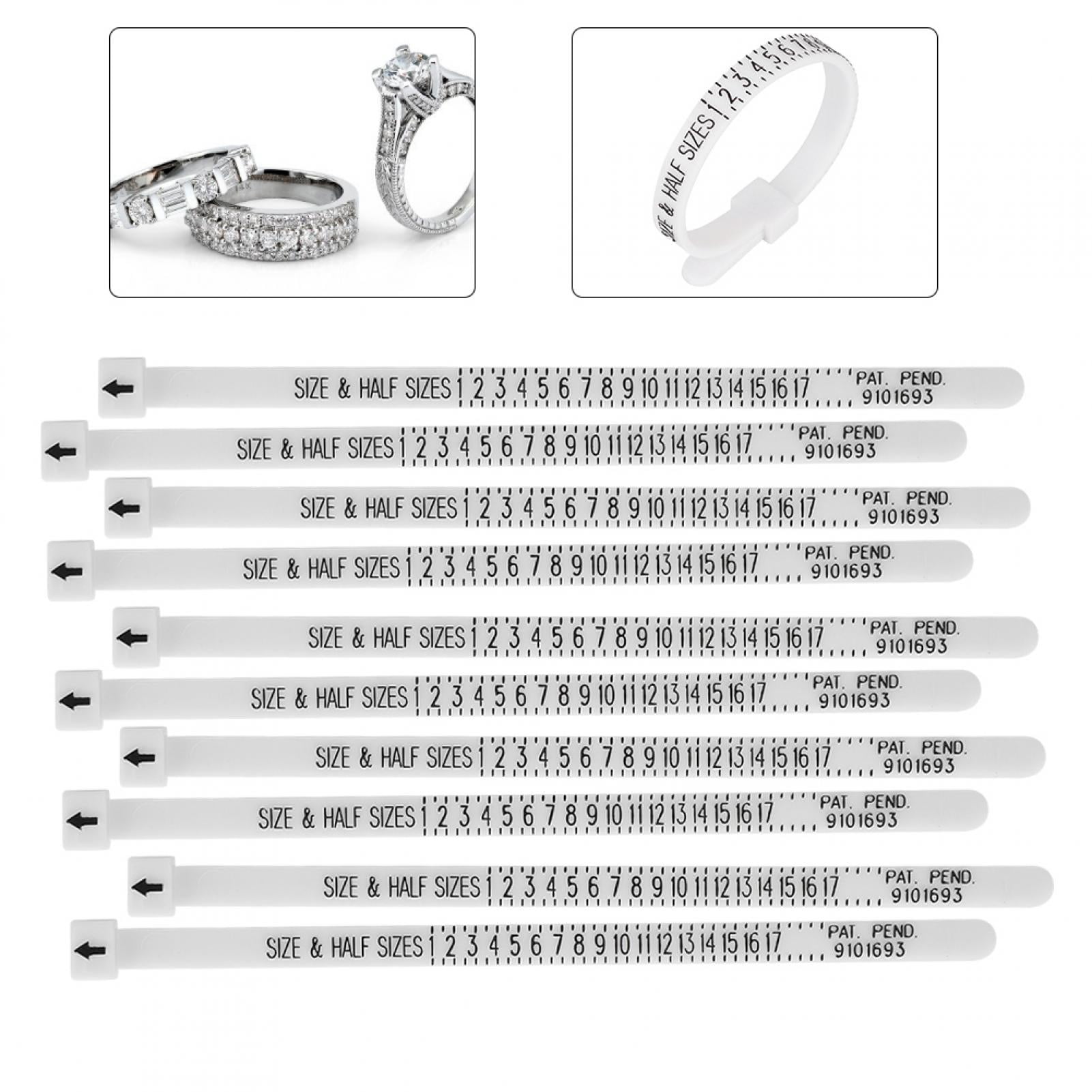 Brrnoo 10Pcs Ring Sizer Finger Measure Gauge Plastic Finger Sizing