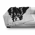 thumbnail image 3 of Chihuahua Soft Flannel Fleece Throw Blanket, Monochrome Illustration of Like Puppy Head in Cartoon Simplicity, Cozy Plush for Indoor and Outdoor Use, 50" x 60", Black and White, by Ambesonne, 3 of 6