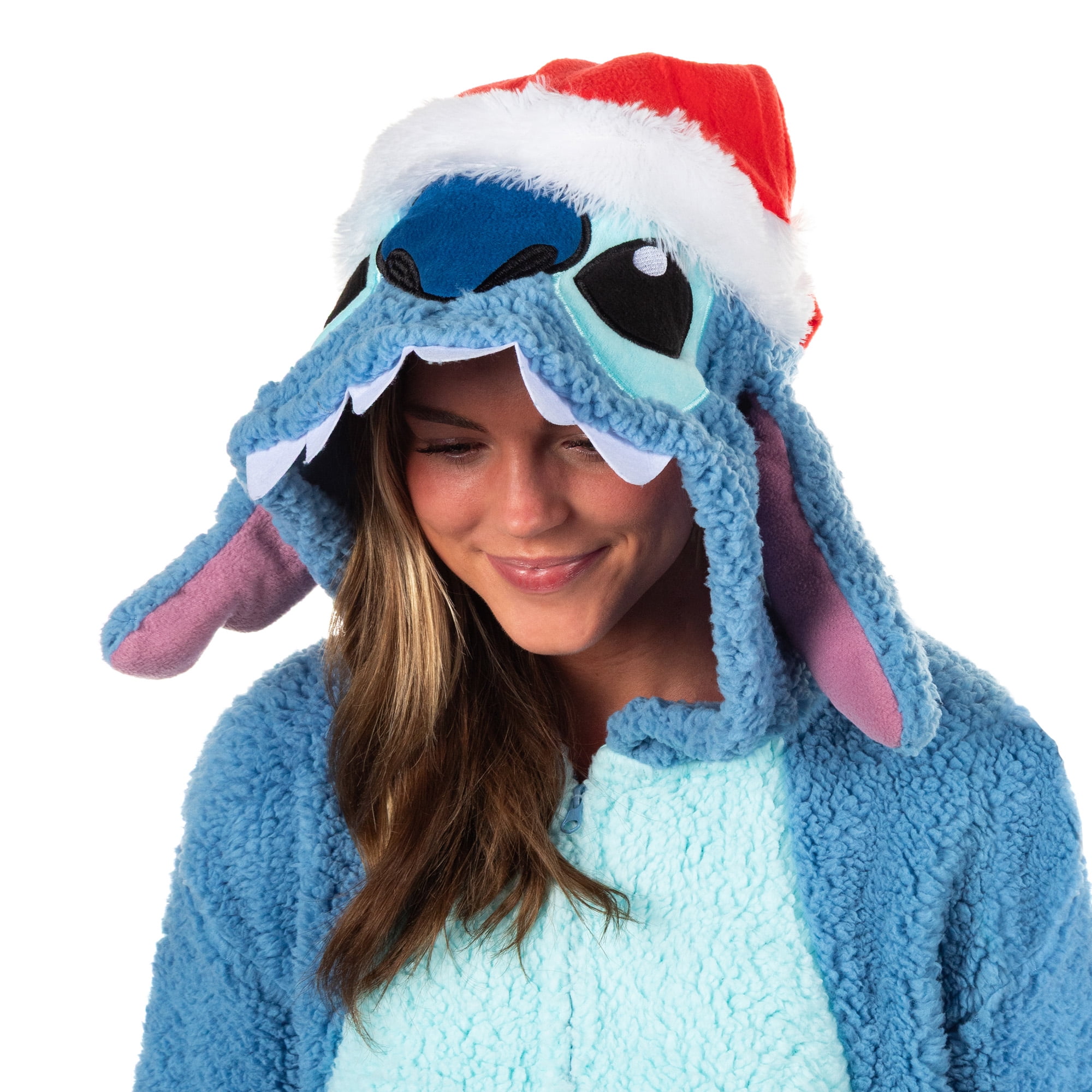 Disney Lilo & Stitch Kigurumi Unisex Christmas Santa Hat Women's Costume One Piece Pajama Hooded Union Suit