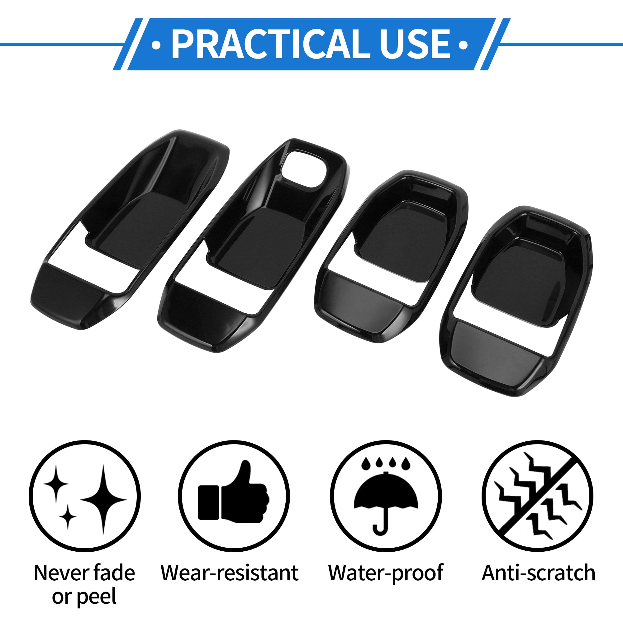 Unique Bargains 4 Pcs Door Bowl Cover Trim Compatible for Jeep Wrangler JL 2018-2022 ABS Black Exterior Accessories