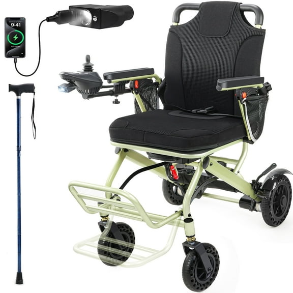 WalkFeel 36lb Electric Wheelchair for Adults Lightweight Foldable, 10mi Range Power Chair, F