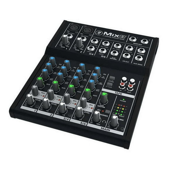 Mackie Mix8 Durable Recording Studio 8 Channel Compact Mixer with 3 Band EQ