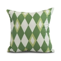 Simply Daisy, 26 x 26 inch, Harlequin Geometric Print Pillow, Green