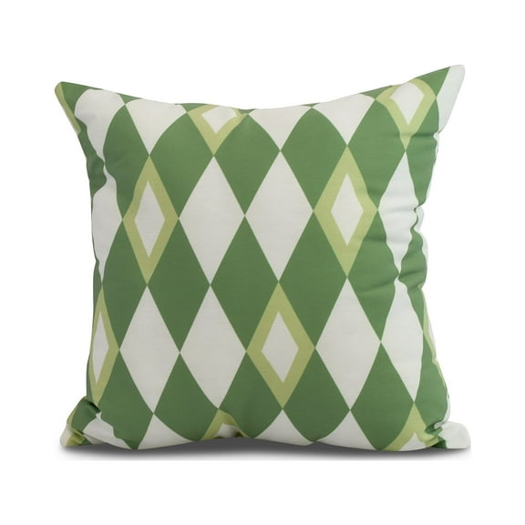 Simply Daisy, 26 x 26 inch, Harlequin Geometric Print Pillow, Green