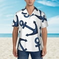 thumbnail image 2 of Honeii Navy Blue Anchor Print Men’s Hawaiian Shirt,Classic Button-Down Short Sleeve Shirt, for Beach, Vacation, and Outdoor Activities,Medium, 2 of 7