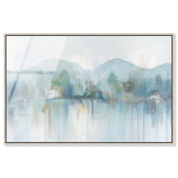 Mirrored Aqua Dream II Framed High-Gloss Acrylic Glass Wall Art Coastal Abstracts by Art Remedy, Silver Frame, 30 x 20