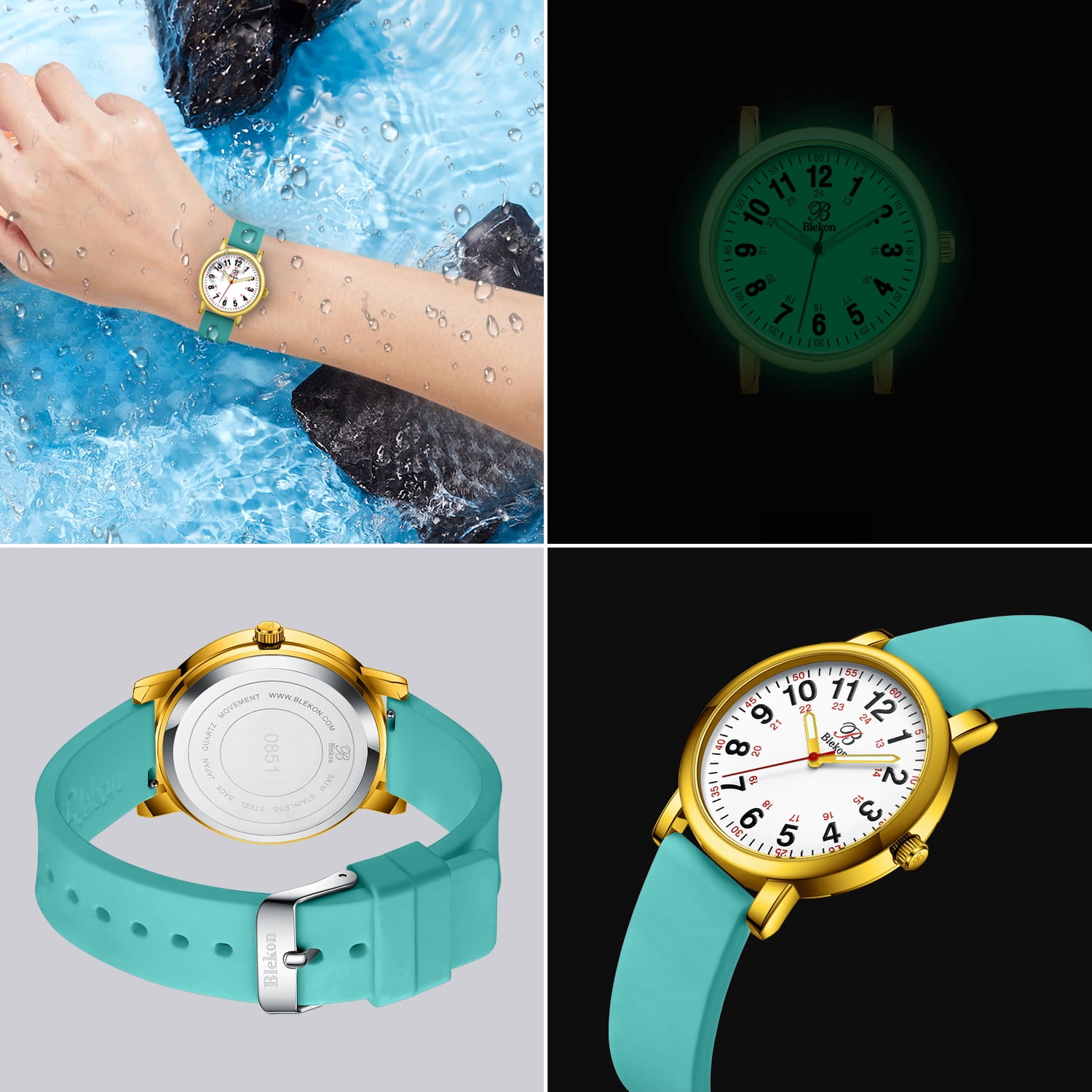 Blekon Original Women Adult Watch for Medical Students Silicone Band Round Shape Water Resistant