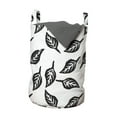 thumbnail image 1 of Botanical Laundry Bag, Autumn Leaves Simplistic Monochrome Sketch Continuous Illustration, Basket with Handles Drawstring Closure for Laundromats, 13" x 19", White and Charcoal Grey, by Ambesonne, 1 of 4