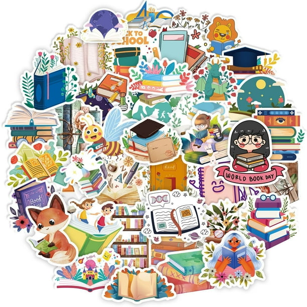 Paquete de pegatinas, material escolar, 50 unidades, bonitos artículos de papelería y libro