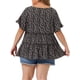 thumbnail image 3 of Blusa de mujer de talla grande Agnes Orinda, estilo bohemio, con flores, escote en V, mangas con volantes, blusas tipo babydoll en capas, 3X, negro y púrpura, 3 of 6
