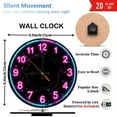 thumbnail image 3 of Neon Clock Wall Decor Pink Blue Light 10-Inch Silent Wooden Wall Clock, Battery Operated (AA Batteries Not Included), Artistic Home Decor, 3 of 7