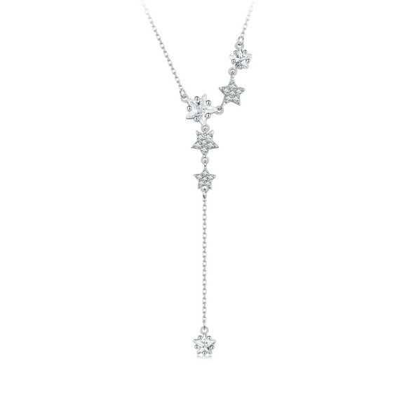 Twinkle Star Pendant Necklace - 925 Silver Adjustable Chain Delicate Pendant Jewelry for Women