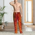 thumbnail image 5 of Uemuo Autumn Leaf Pattern Men's Wide Leg Palazzo Lounge Pants with Pockets Light Weight Loose Comfy Casual Pajama Pants-Small, 5 of 9