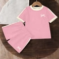 thumbnail image 4 of Riecok Girls Outfit Sets Short Sleeve T Shirt Shorts Summer 2 Piece Short Sets Workout Sportwear Clothes, 4 of 6