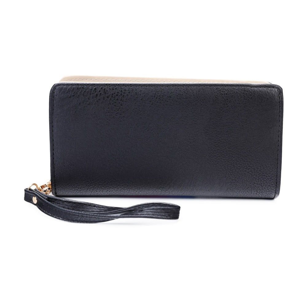 L&F - Fashion Double Side Zipper Long Wallet With Hand Strap , Black ...