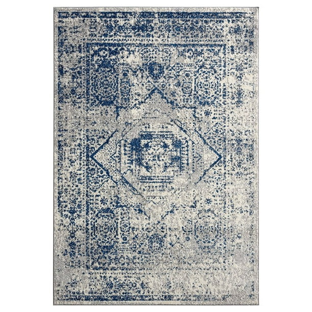 Abani Casa 4'W x 6'D CAS180A Blue Grey Persian Distressed Area Rug