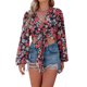 thumbnail image 3 of Txlixc Blusa de manga larga para mujeres, flor / patrón geométrico / vendaje impreso leopardo Txlixc moda, 3 of 9