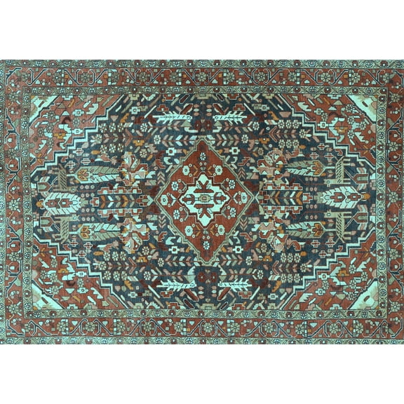 Ahgly Company Indoor Rectangle Persian Light Blue Traditional Area Rugs, 5' x 7'