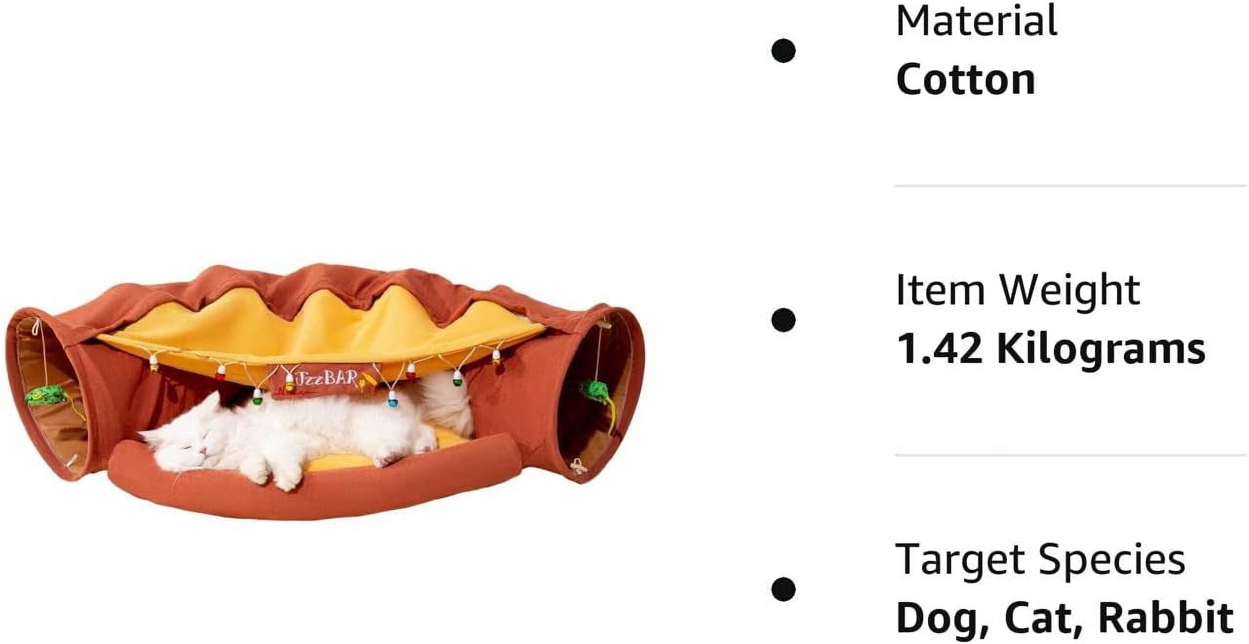 Cat Tunnel for Indoor Cats, Cat Tube with Collapsible Washable Cat Bed,Premium Cat Toy for Small Medium Large Cat.(Bar)