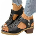 thumbnail image 3 of Fukaraa Women's Dressy Wedge Sandals Open Toe Cutout Chunky Heel Beach Summer Boho Shoes, 3 of 7