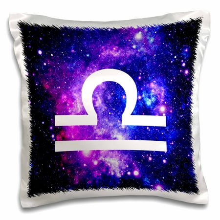 - 3dRose Libra star sign on purple space background - zodiac horoscope symbol, Pillow Case, 16 by 16-inch