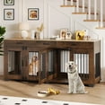 thumbnail image 6 of 71'' Dog Crate Furniture for 2 Dogs, Double Dog Crate Furniture, 71'' Large Dog Kennel Indoor with 3 Storage Drawers and Removable Divider Wooden Double Dog Crate with 3 Drawers and Removable Room Div, 6 of 6