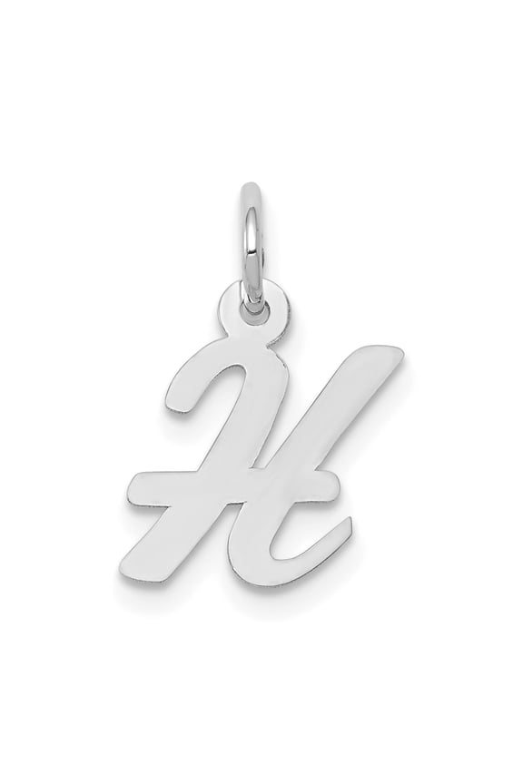 14K White Gold Small Script Letter H Initial Charm Made In United States yc659h