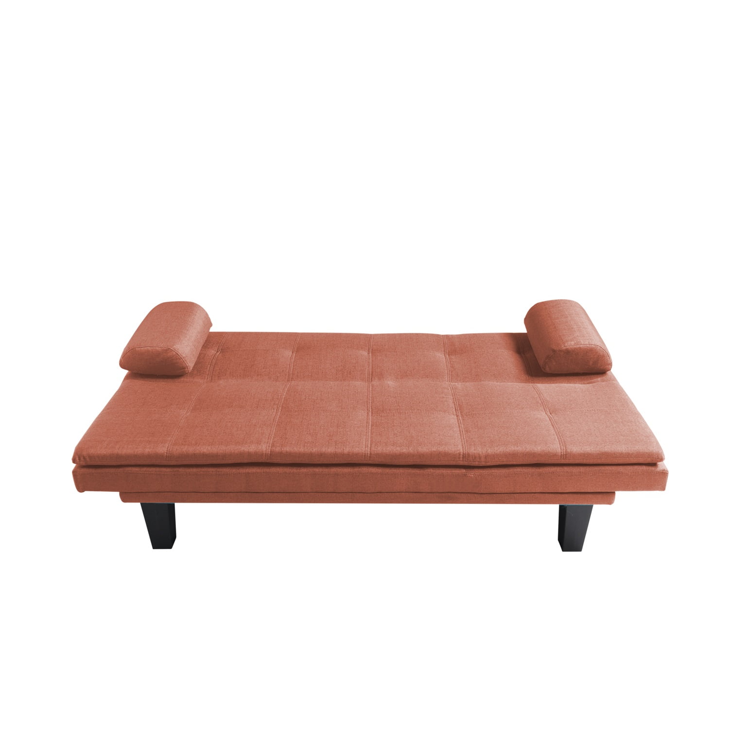 Kadyn 63.4" Futon Sofa bed, Polyester Upholstered Sofa Futon with 2 arm cushions, Modern Futon Sofa for apartment, Orange Kadyn 63.4" Futon Sofa bed, Polyester Upholstered Sofa Futon with 2 arm cushions, Modern Futon Sofa for apartment, Orange
