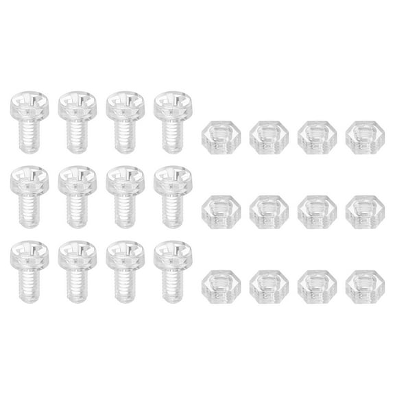 Uxcell 12Set Clear Acrylic Screws Kit, M4 x 8mm Round Head Phillips Bolts with Hex Nuts, Bolts and Nuts Kit for Machine Accessories Electronic Equipment DIY Crafts