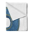 thumbnail image 2 of Letter P Soft Flannel Fleece Throw Blanket, Theme Font Design Alphabet Uppercase P with Blue Jean Style Stitches Print, Cozy Plush for Indoor and Outdoor Use, 70" x 90", Blue Yellow, by Ambesonne, 2 of 5