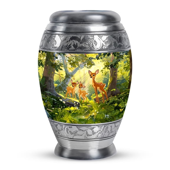 KARYLIZ Deer Urns For Human Ashes Adult - Cremation Large Urns For Human Ashes Adult Female - Green Funeral Adult Urn for Human Ashes Women - Black Urn for Ashes Adult Male 10 Inch