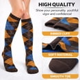 thumbnail image 7 of COUVER Women’s Stylish Argyle Knee High Socks, 2 Pairs, Coffee Mustard Royal, 7 of 7