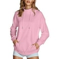 thumbnail image 2 of ITSAME Womens Hooded Sweatshirt, High Neck with Pockets Loose Active Fit Pullover Fashion Hoodie Pink M, 2 of 7