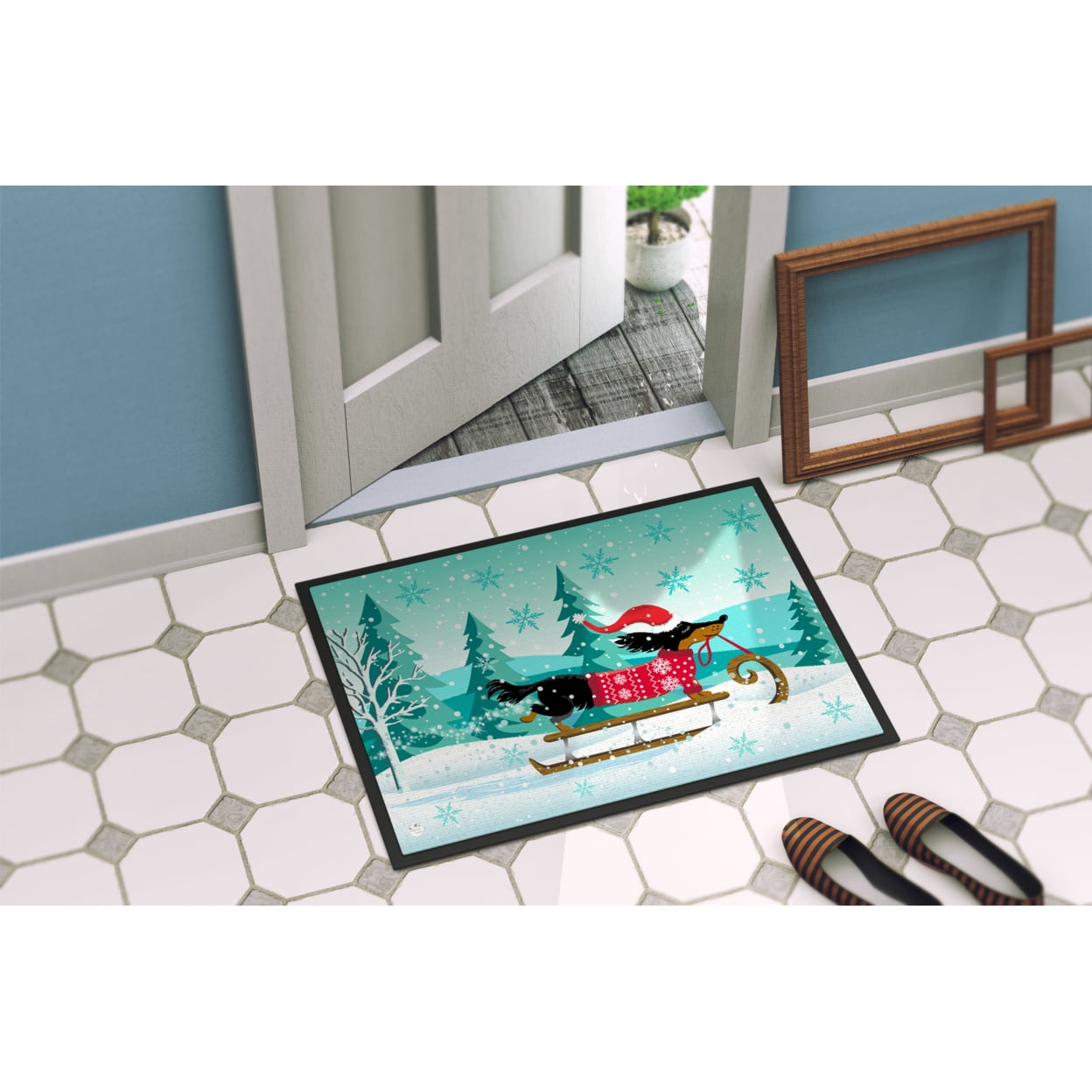 Carolines Treasures VHA3030JMAT Merry Christmas Dachshund Door Mat Indoor Rug or Outdoor Welcome Mat 24x36 Doormat  36"L
