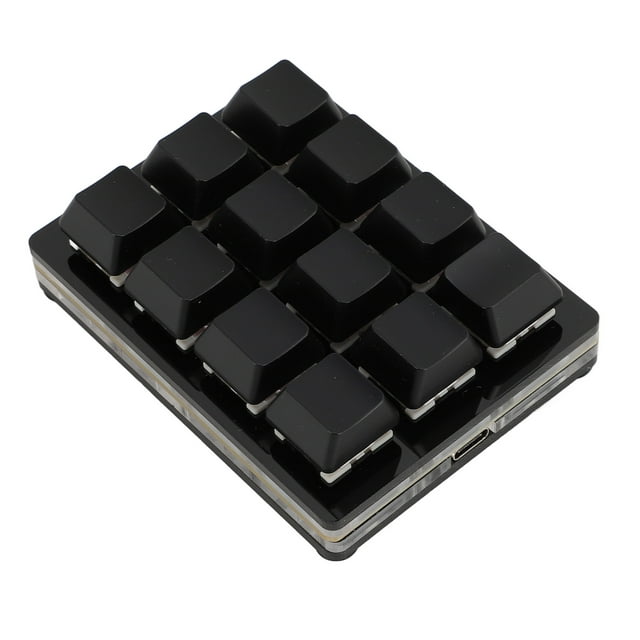 One Handed Programmable Mechanical Keyboard with RGB, 12 Keys Gaming Keypad for , Plug and Play, Type C Connection, Customizable Shortcuts